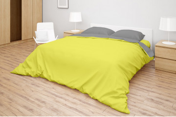 Комплект білизни Simple колір Sunny Lime - Light Grey, розмір Євро