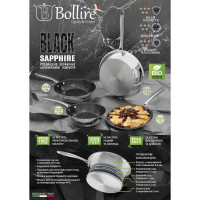 Сковорода антипригарна з нержавіючої сталі BLACK SAPPHIRE BOLLIRE, розмір 24 см