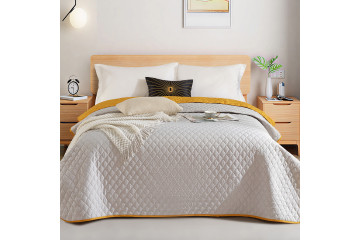 Покривало двостороннє Гірчичний/світло-сірий Love You