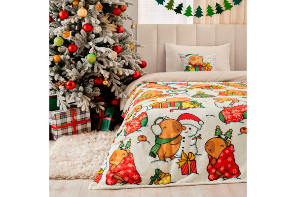 Плед фліс Капібарки і сніговики 150x200 см Love You