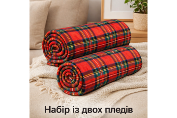Набір із двох пледів фліс Класична клітинка 150x200 см Love You