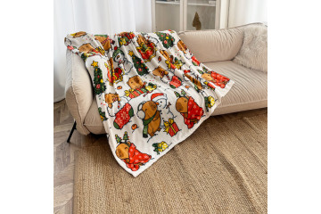 Плед фліс Капібарки і сніговики 150x200 см Love You