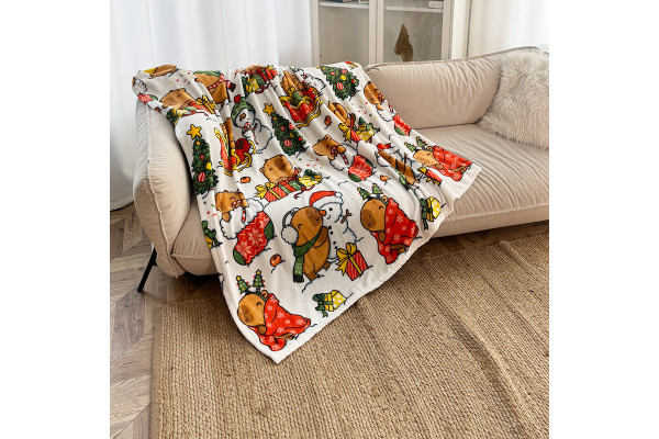 Плед фліс Капібарки і сніговики 150x200 см Love You