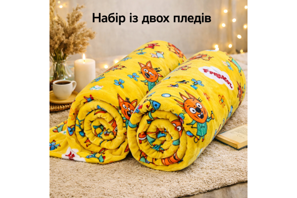 Набір із двох пледів фліс Веселі лисенята 150x200 см Love You