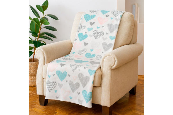 Набір із двох легких флісових пледів Ніжні серця 150x200 см Love You