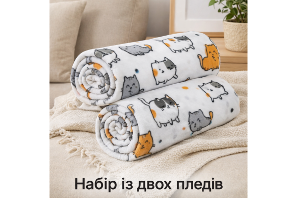 Набір із двох легких флісових пледів Веселі котики 150x200 см Love You