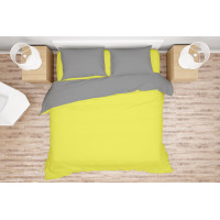 Комплект білизни Simple колір Sunny Lime - Light Grey, розмір Євро