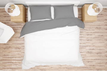 Комплект білизни Simple колір White - Light Grey, розмір Євро