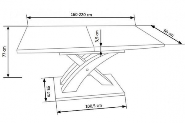 Стіл розкладний Accord Prime (Прайм) дуб сонома 160-200x90x76 см