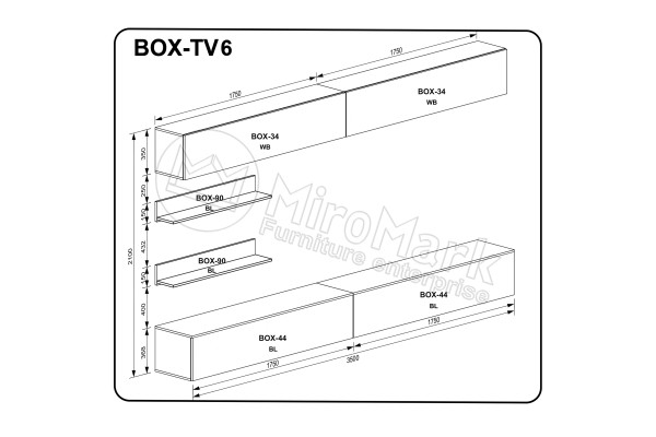 Вітальний набір BOX TV6 (BOX-34 2шт, BOX-90 2шт, BOX-44 TV 2шт)