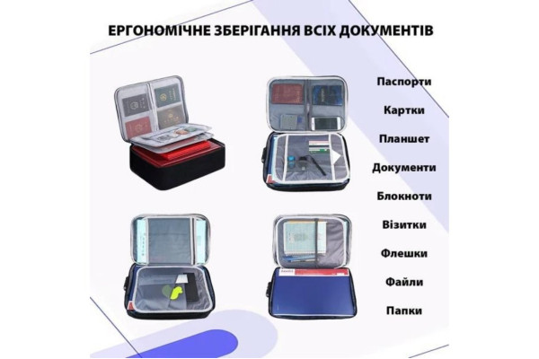 Сумка-органайзер для документів із кодовим замком чорна LoveYouHome