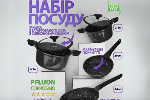Набір посуду каструль та сковорідок ASTI BOLLIRE